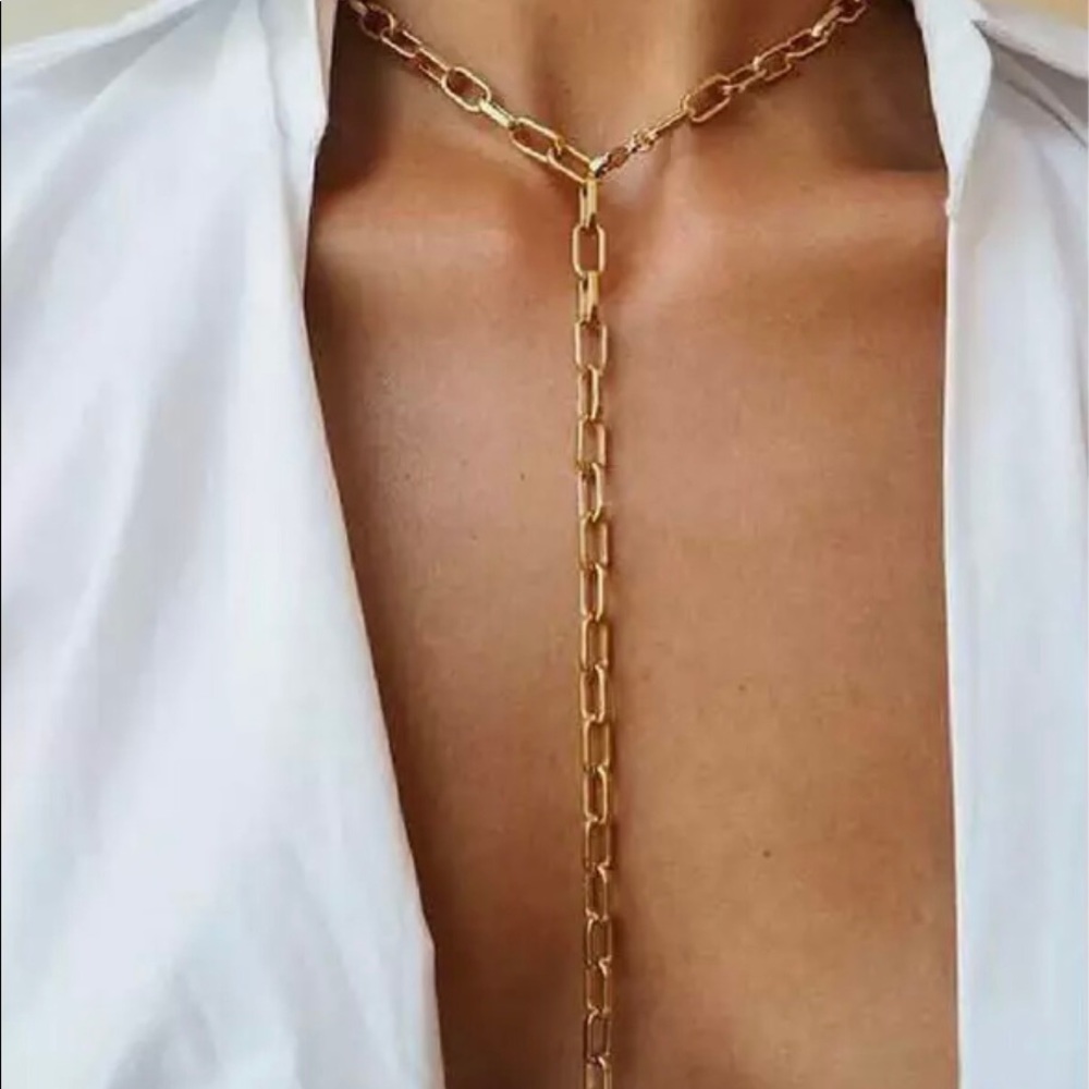 ✨✨Gold Link Lariat Necklace✨✨Adjustable✨ - Picture 3 of 4